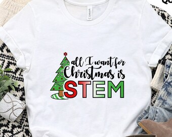 Christmas STEM Teacher T-Shirt, Holiday Classroom Tee librarian makerspace December