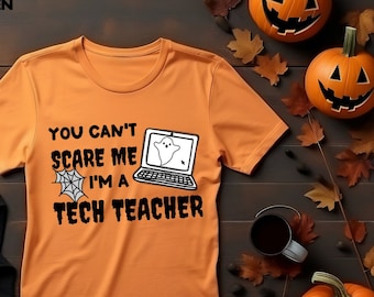 Halloween Tech Teacher Shirt, Teacher Tee, Fall, STEM, Technology, Tshirt