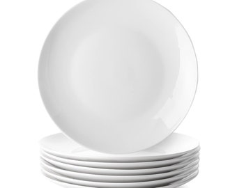 Dinner Plates Set Porcelain White Coupe Housewarming Gift Microwave Dishwasher Safe Restaurants Catering