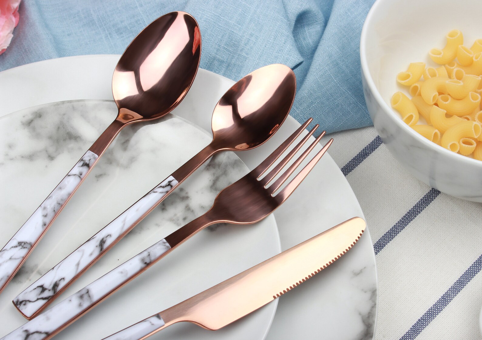 Cutlery Sets Rose Gold Stainless Steel Knife Fork Spoon Set Etsy