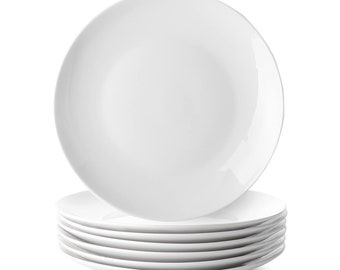 Dessert Plates Set Porcelain White Coupe Housewarming Gift Microwave Dishwasher Safe