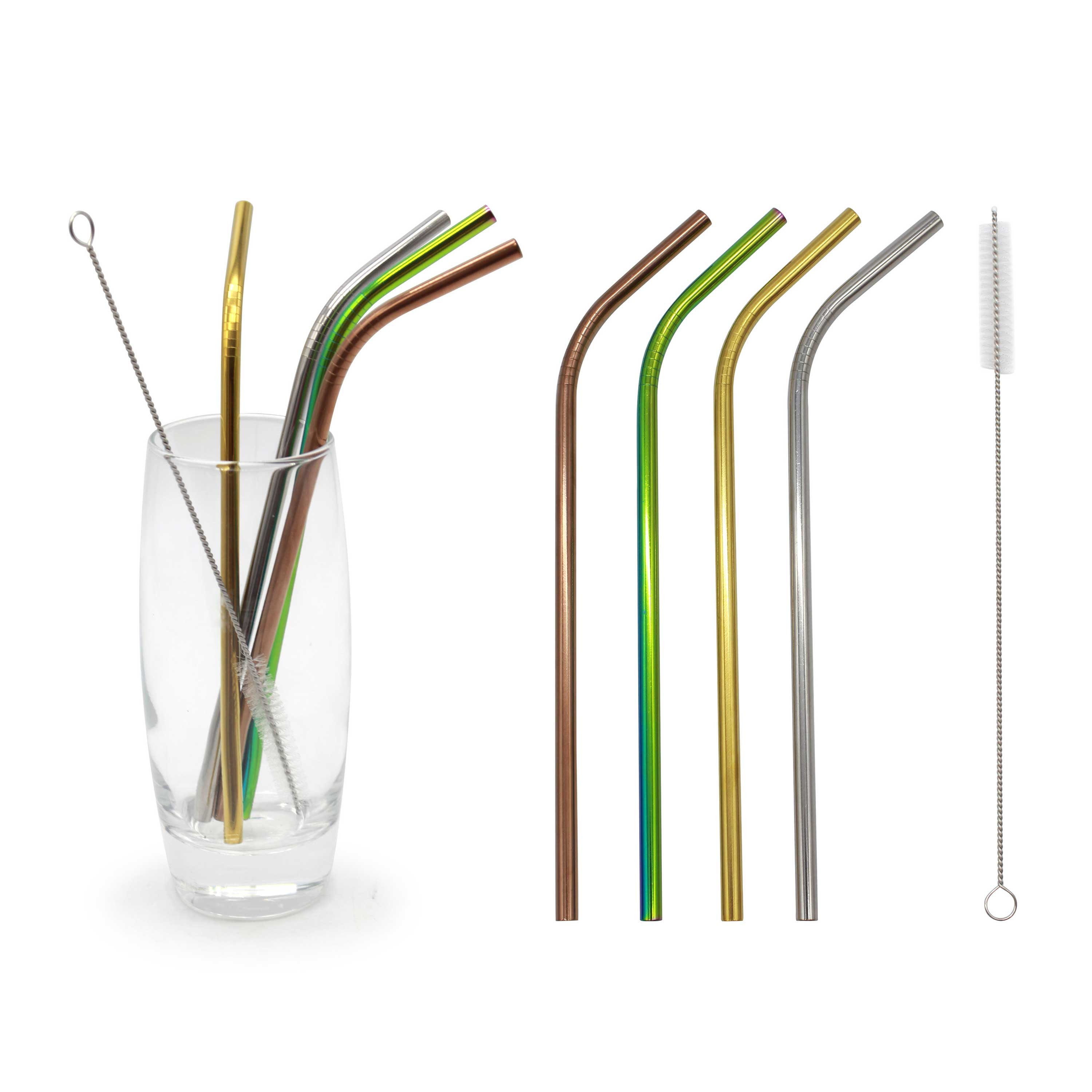 Straws Brush Set Ecofriendly Reusable Stainless Steel Bent Etsy UK