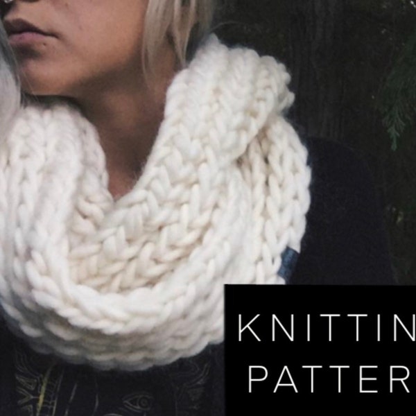 KNITTING PATTERN: Lazybones Signature Infinity Scarf | bulky scarf knitting pattern, beginner scarf pattern, circle scarf diy