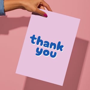 Enkele of pak roze en blauwe A5-bedankkaarten | Professionele afdruk | Multipack met enveloppen, set van 4/6, pak trouwkaarten