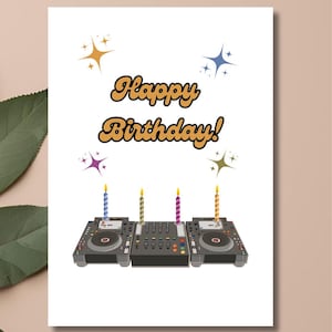 Karta urodzinowa DJ A5 | Profesjonalny wydruk | Karta urodzinowa DJ Set, Karta urodzinowa dla DJ-a, Karta urodzinowa Raver, Karta urodzinowa DJ Decks
