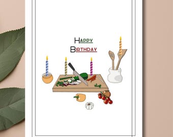 Carte d'anniversaire A5 Chef | Impression professionnelle | Carte d'anniversaire cuisine, carte d'anniversaire amateur de cuisine, carte d'anniversaire amateur de cuisine, carte sur le thème de la cuisine