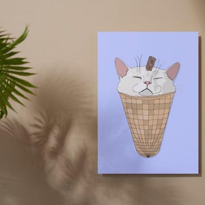 Funny Cat Birthday Card: A5 Glossy Print - Food Lover Design