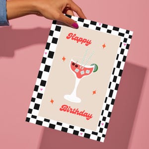 Biglietto di auguri di buon compleanno "Sono solo una ragazza" / Stampa professionale / Biglietto di compleanno con cocktail, Biglietto di compleanno per ragazze, Biglietto di compleanno con cocktail
