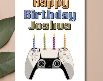 Carte d'anniversaire de joueur personnalisée | Impression professionnelle | Carte d'anniversaire pour fils, carte d'anniversaire pour petit-fils, carte d'anniversaire de jeu, personnalisée