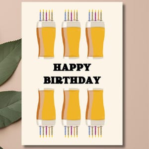 Cartão de aniversário para amante de cerveja | Impressão profissional | Cartão de aniversário para amante de cerveja, cartão de aniversário com tema de cerveja, cartão de aniversário para ele