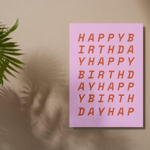 carte de joyeux anniversaire minimaliste | Impression professionnelle | Carte d'anniversaire simple, carte d'anniversaire moderne, carte d'anniversaire tendance, carte d'anniversaire rose