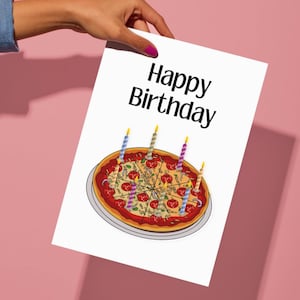 Tarjeta de cumpleaños para amantes de la pizza / Impresión profesional / Tarjeta de cumpleaños con temática de pizza, tarjeta de cumpleaños para amantes de la pizza, tarjeta para chef