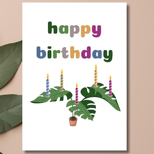 Carte d'anniversaire A5 pour amoureux des plantes | Impression professionnelle | Carte d'anniversaire plantes d'intérieur, carte d'anniversaire jardinier, carte d'anniversaire Monstera, gourou des plantes