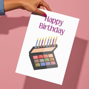 Carte d'anniversaire A5 maquilleuse | Impression professionnelle | Carte d'anniversaire pour amateur de maquillage, carte d'anniversaire sur le thème de maquillage, carte d'adolescent