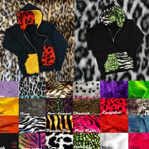 Custom Half & Half Faux Fur Zip Up Hoodie