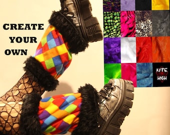 Custom Reversible Harlequin X Fluffy Leg Warmers