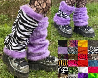 Custom Reversible Zebra X Fluffy Legwarmers