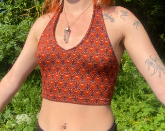 Sunrise Halterneck Crop Top in Orange & Purple