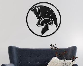 Spartan Helmet Metal Wall Decor, Medieval Warrior metal wall art, casque de chevalier en métal, gladiateur wall art, décor mural en métal, cadeau pour hommes