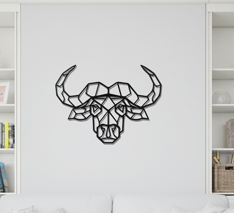Bull Metal Wall Art Metal Wall Decor Geometric Wall Art Etsy