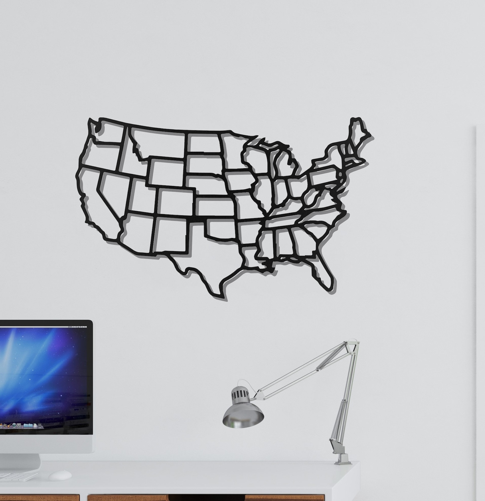 Metal United States Map, Metal Wall Decor, USA Map Metal Wall Art, Wall