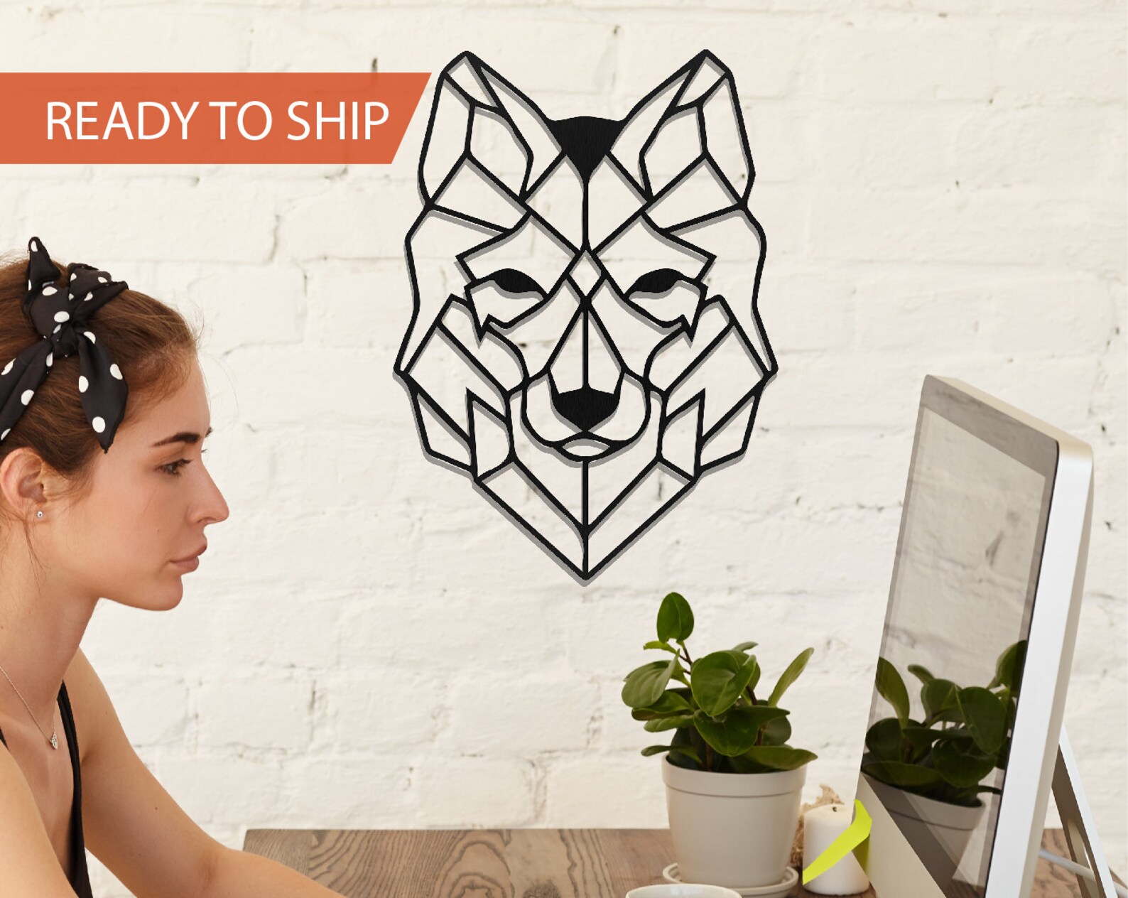 Metal Wolf Wall Art Metal Wolf Wall Decor Geometric Wolf Etsy