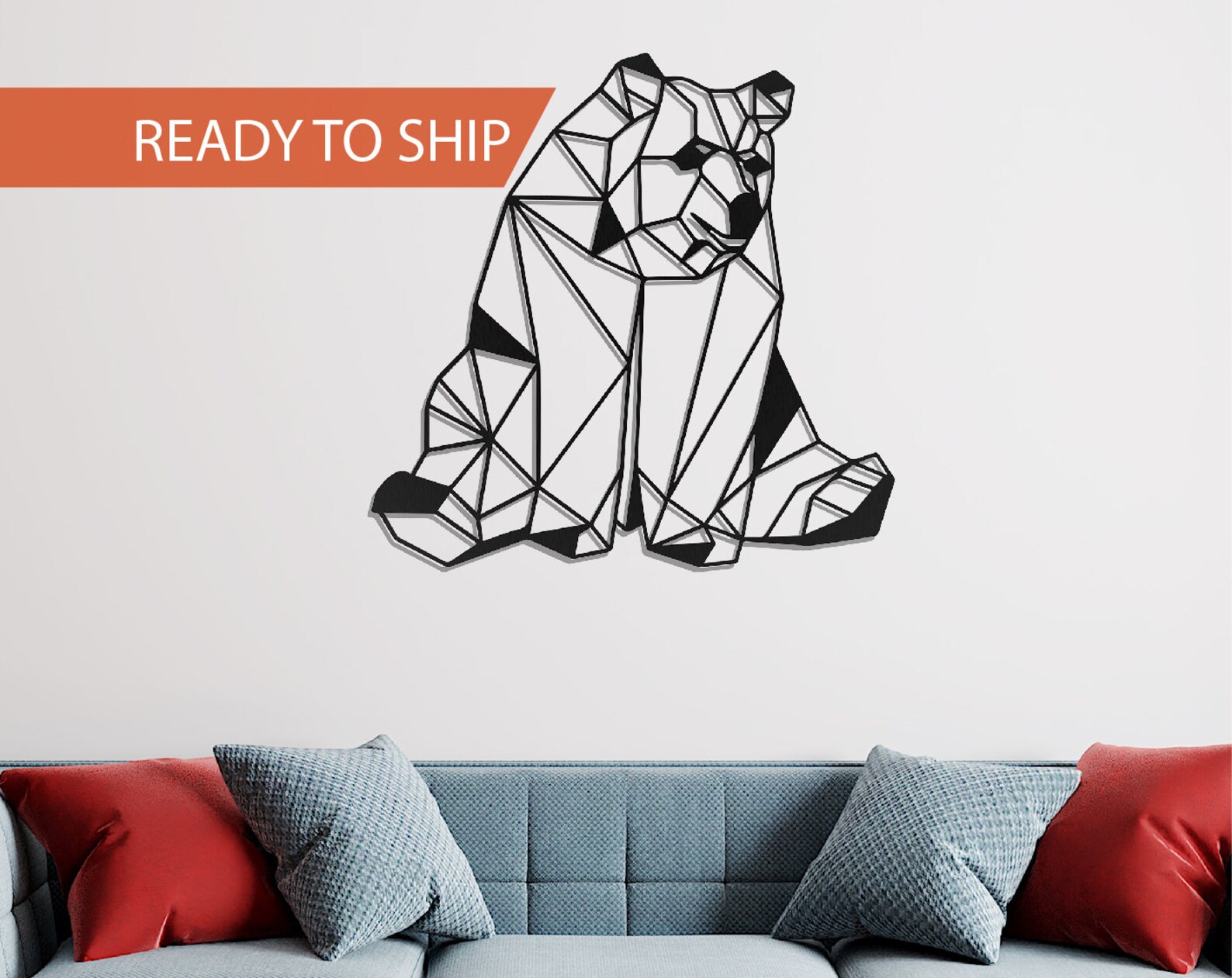 Bear Metal Wall Art Metal Wall Decor Geometric Bear Wall Etsy