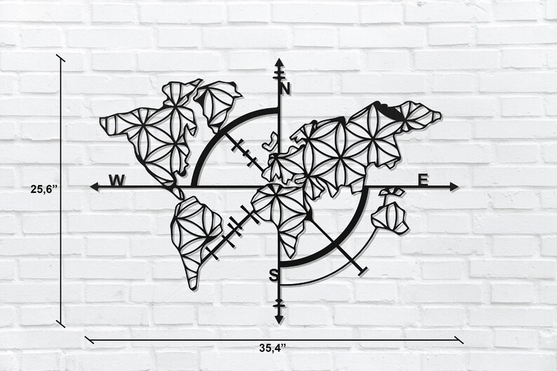 Metal World Map Metal Wall Decoration Metal Wall Art Indoor and Outdoor