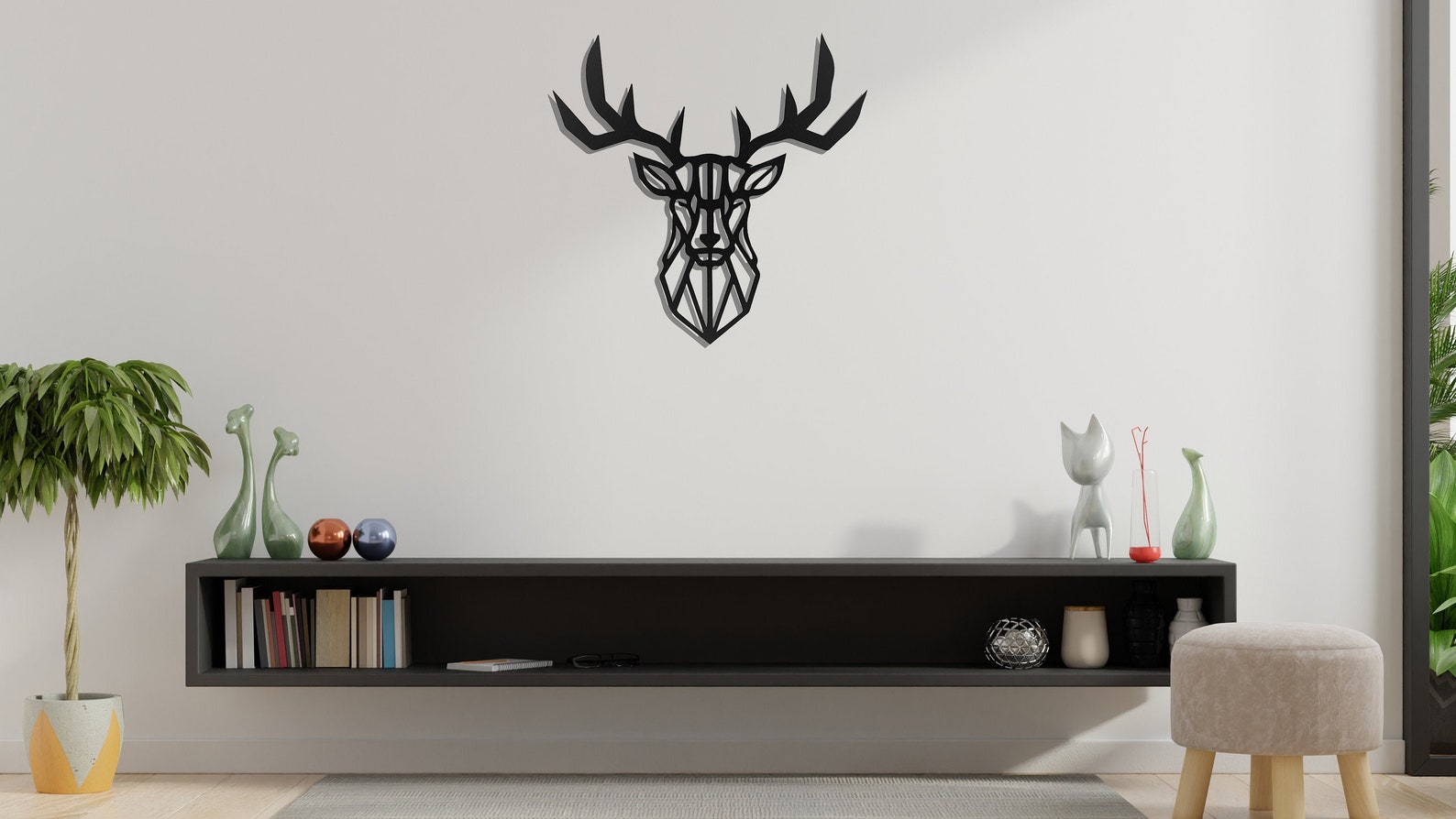 Deer Metal Wall Art Metal Wall Decor Geometric Deer Wall Etsy