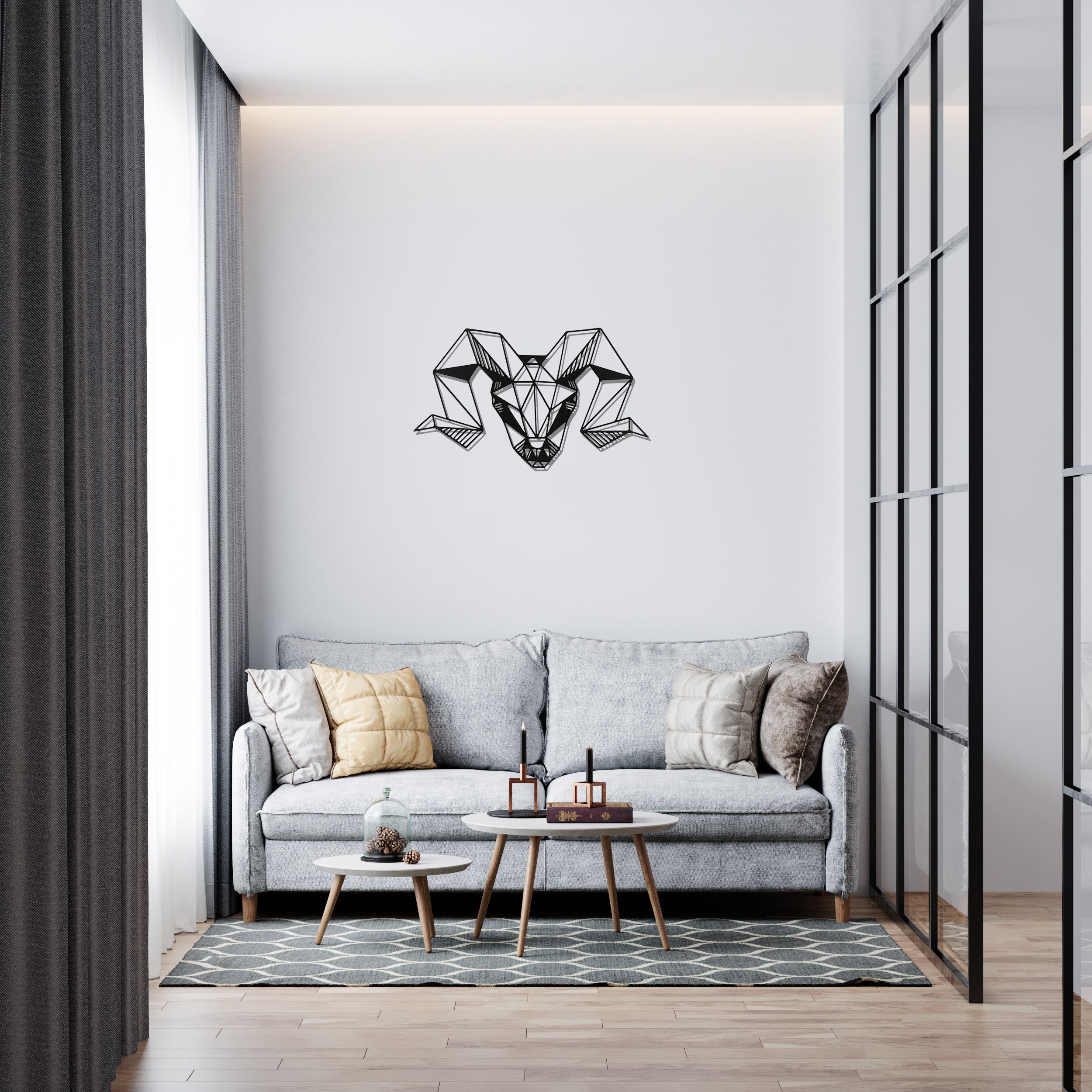 Metal Goat Wall Art, Metal Goat Wall Decor, Geometric Goat Wall Decor, Wall Hangings, Metal Art