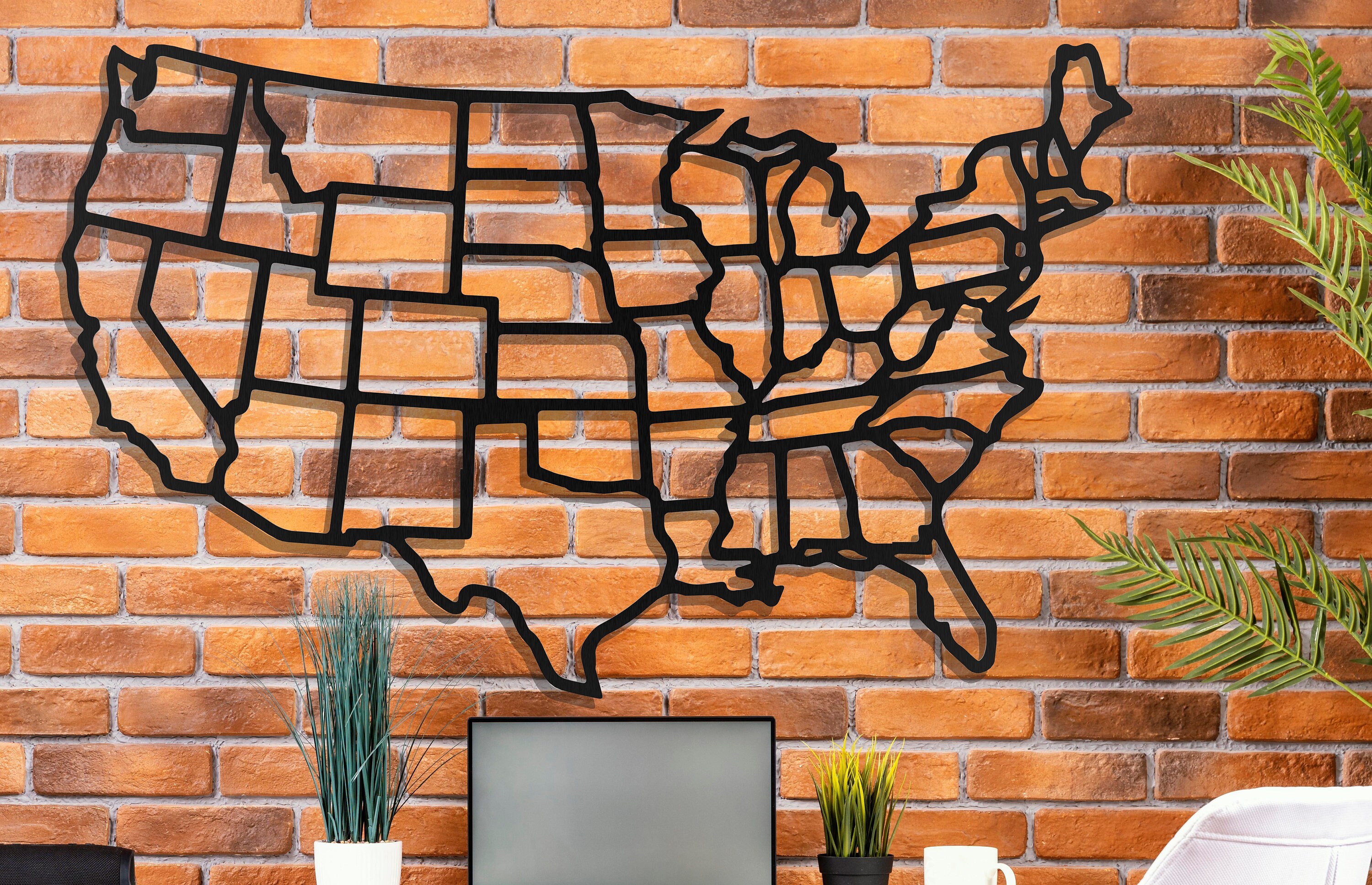 Metall Vereinigte Staaten Karte Metall-Wand-Dekor USA Karte | Etsy