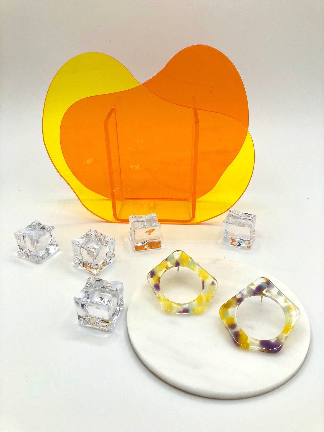 Minimalist Inspired Resin Stud Earrings925 Sterling Silver Earrings