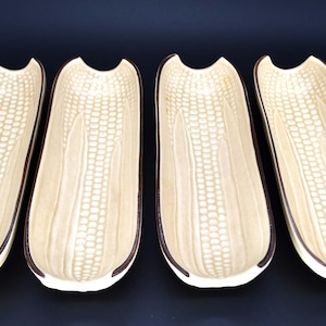 4PC Vintage Pfaltzgraff Yellow Ceramic Corn-On-The-Cob Holders Set
