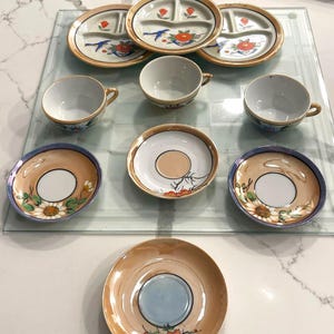 Mismatched Peach Lusterware Set