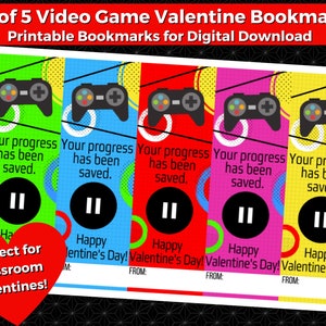 Videospiel Valentine Lesezeichen, druckbare Valentinskarte für Kinder, druckbare Lesezeichen, Non-Candy Valentines für die Schule, Klasse Valentines