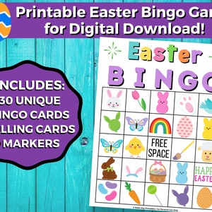 Printable Easter Bingo Games- Instant Digital File Download | Printable Easter Games | Easter Activity for Kids | Easter Party Games | PDF