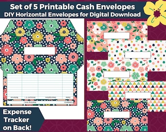 5 Printable Cash Envelopes with Floral Design | Budget Tracking (Digital Download)