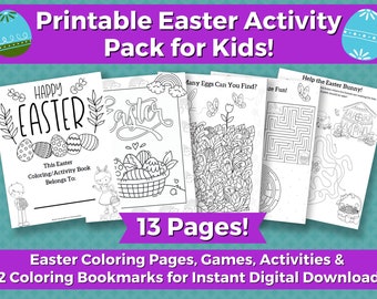 Easter Activity Pack, Kids Games, Easter Coloring Pages, Kids Mazes, Easter Printables (Digital Printable)
