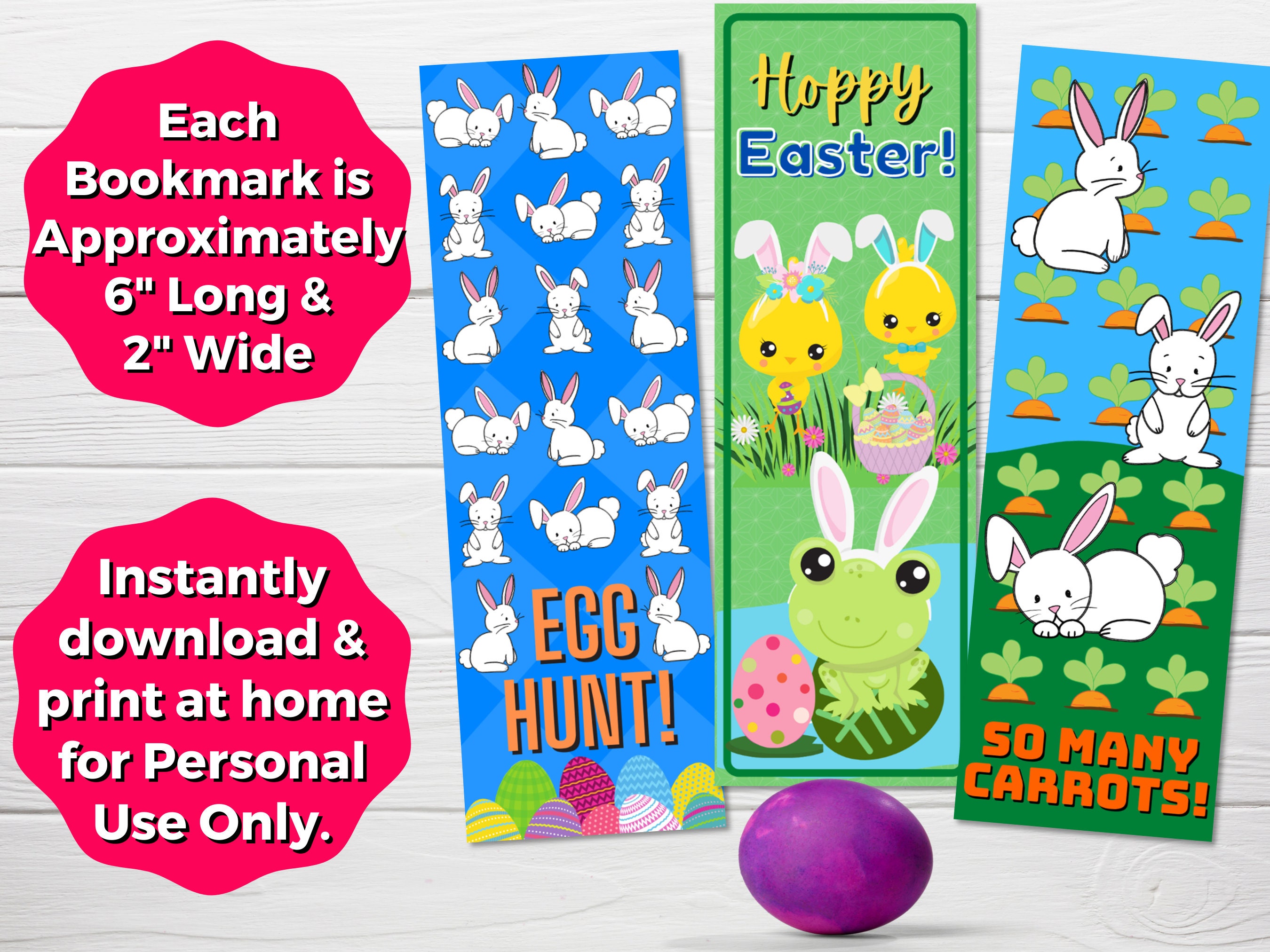 6 printable easter bookmarks for kids instant download non candy easter