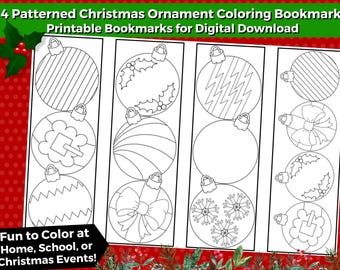 Christmas Ornament Coloring Bookmarks – Printable Activity (Digital Download)