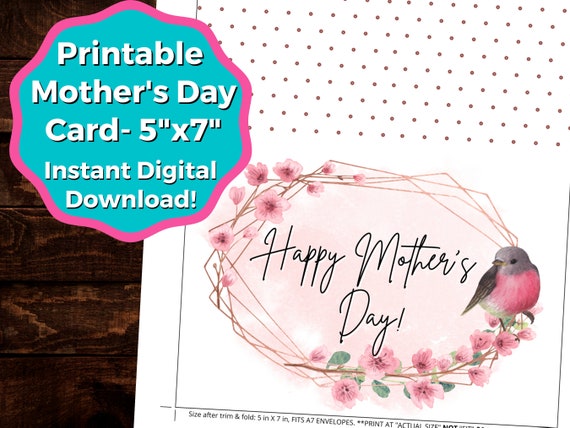 Happy Mother's Day Card Printable INSTANT DIGITAL DOWNLOAD | Etsy