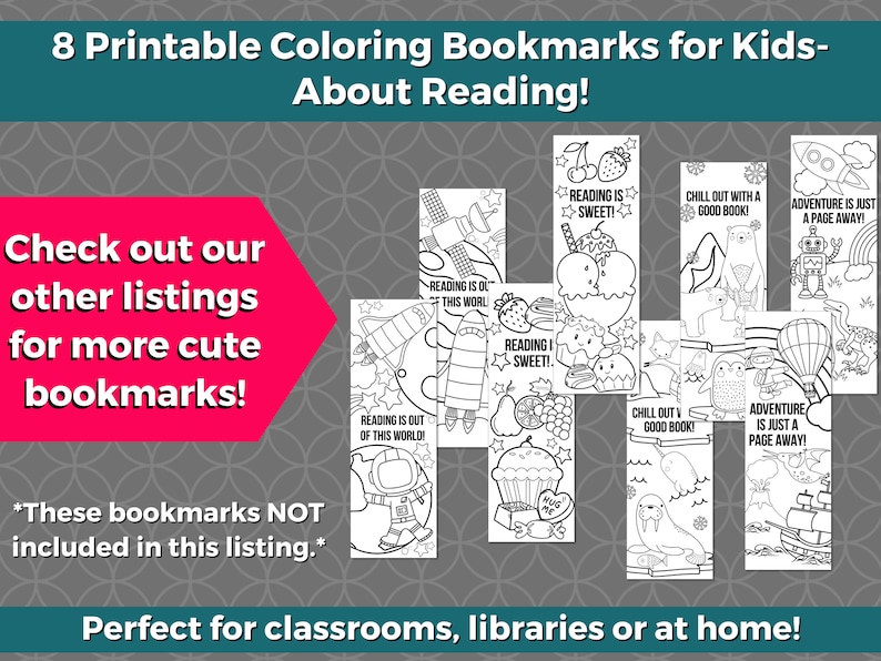 4 Printable Coloring Bookmarks for Kids INSTANT DOWNLOAD - Etsy
