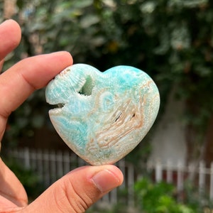 119 Gram Beautiful Blue Aragonite Healing Crystal Heart stone from Afghanistan