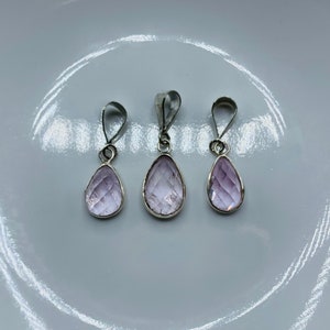 3 Pieces  Beautiful  Kunzite Faceted  Pendants Sterling With 925 Silver
