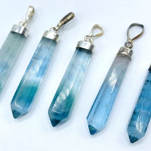 5 Pieces  Beautiful  Fluorite  Pendants Sterling With 925 Silver