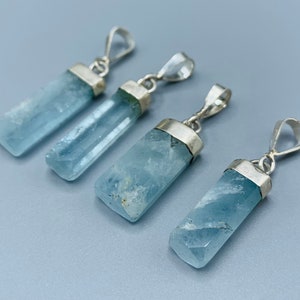 4 Pieces Beautiful Aquamarine Pendants Sterling With 925 Silver
