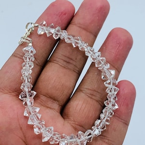 10 Grams Beautiful Herkimer Diamond Quartz Bracelet -Crystals Beads Bracelet, Handmade Men Women Stretchy Bracelet, Healing Crystal Stone