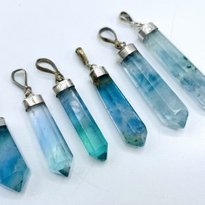 6 Pieces  Beautiful  Fluorite  Pendants Sterling With 925 Silver