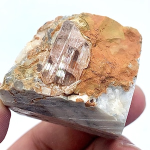 91 Gram Natural Rare Topaz Crystal on Matrix Specimen from Katlang   Natural Mineral, Topaz Specimen From Pakistan