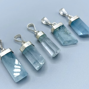 5 Pieces Beautiful Aquamarine Pendants Sterling With 925 Silver